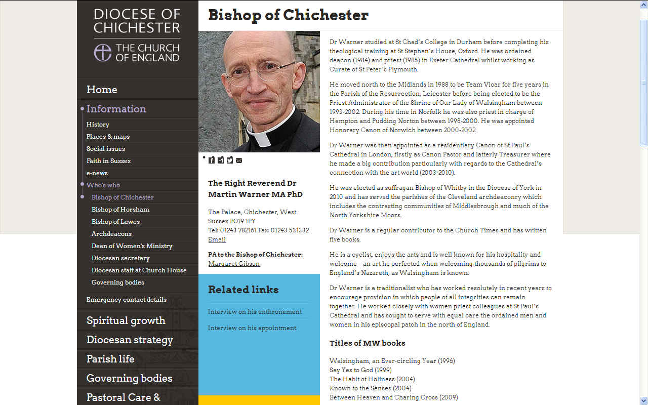 Bishop of Chichester Reverend Martin Warner