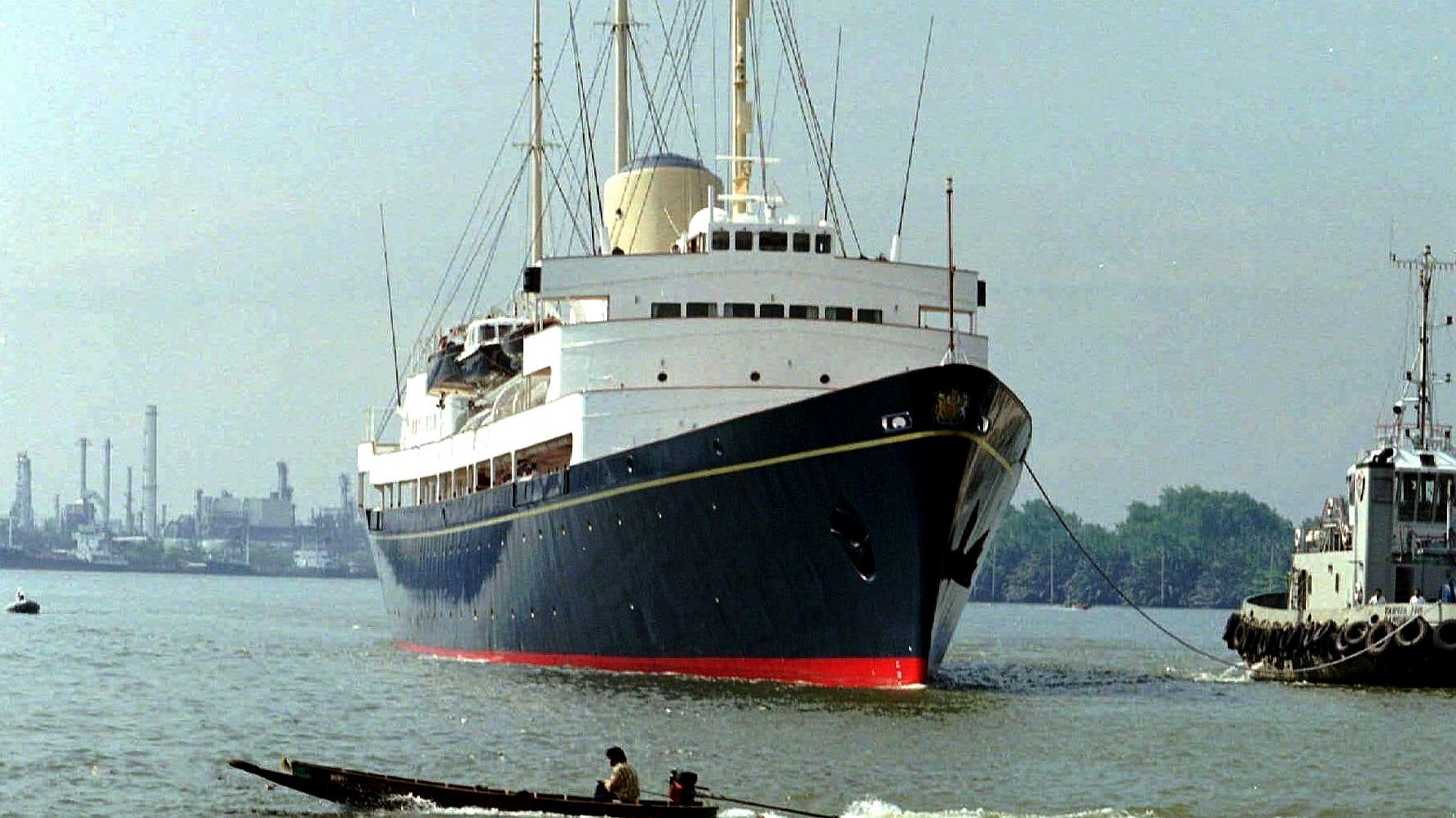 The Royal Yacht Britainnia berthing in Bangkok