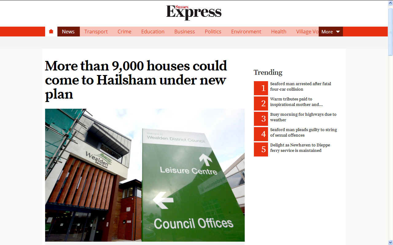 Sussex Express 9,000 houses article
