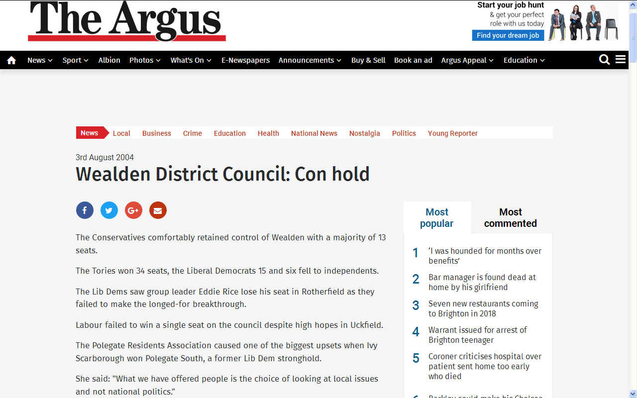 The Argus August 2004 local elections