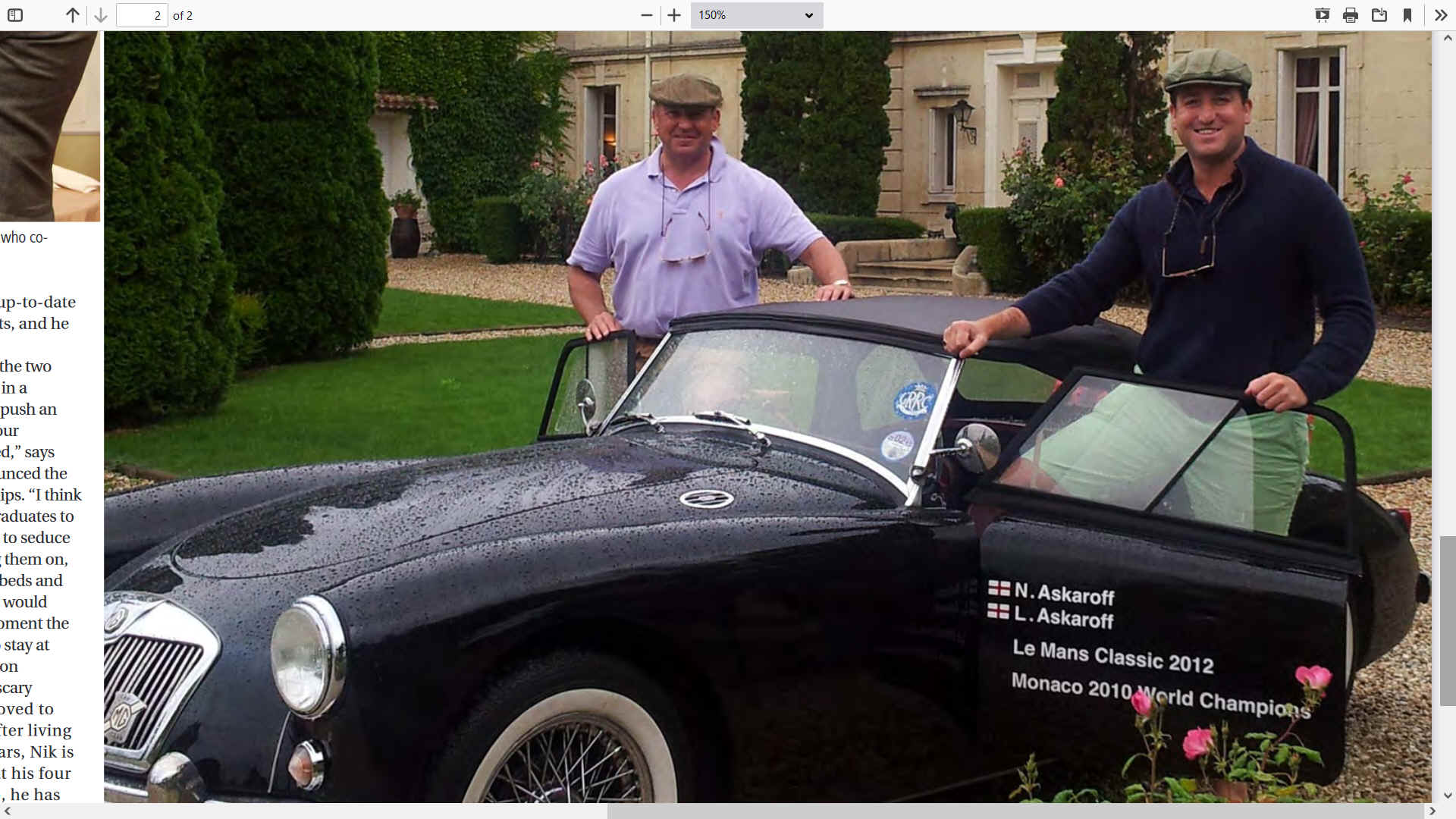 Nikolai Askaroff and his son Leo in 2021 with their 1957 MGA