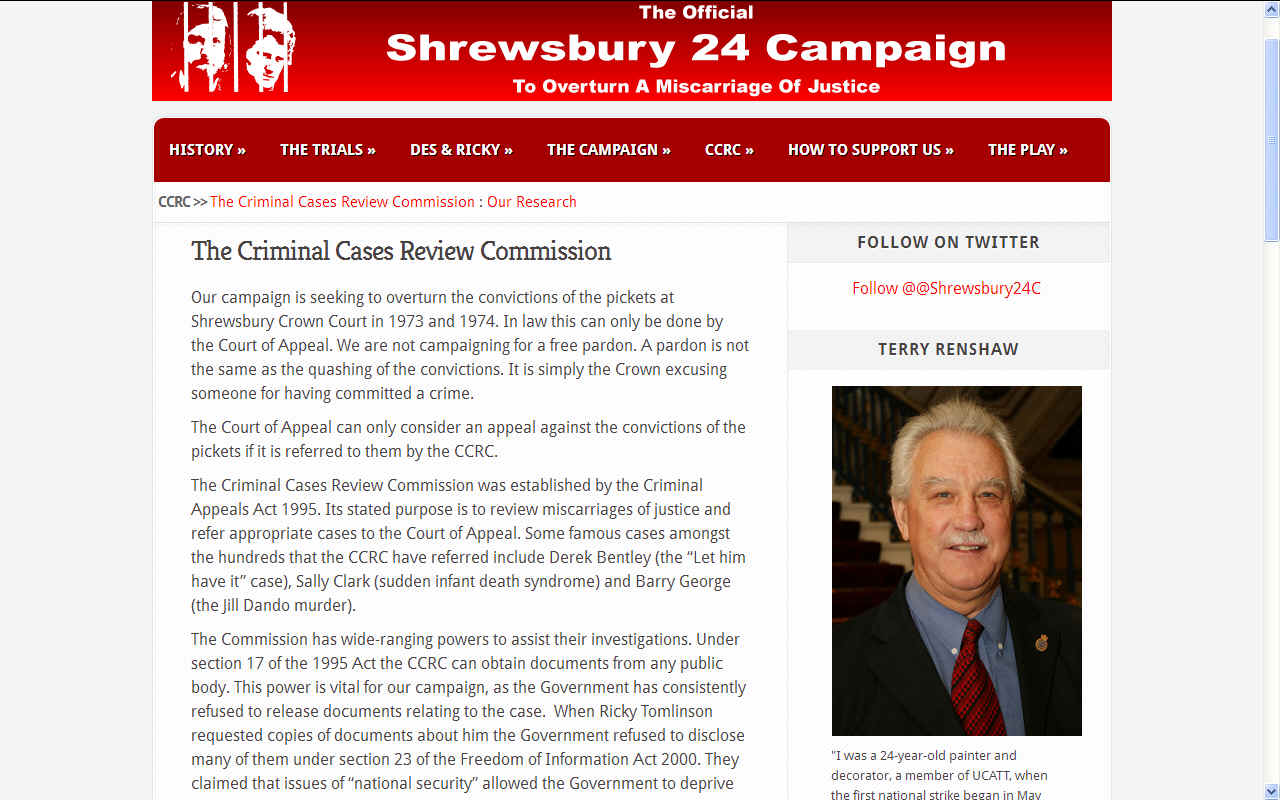 The official Shrewsbury 24 campaign