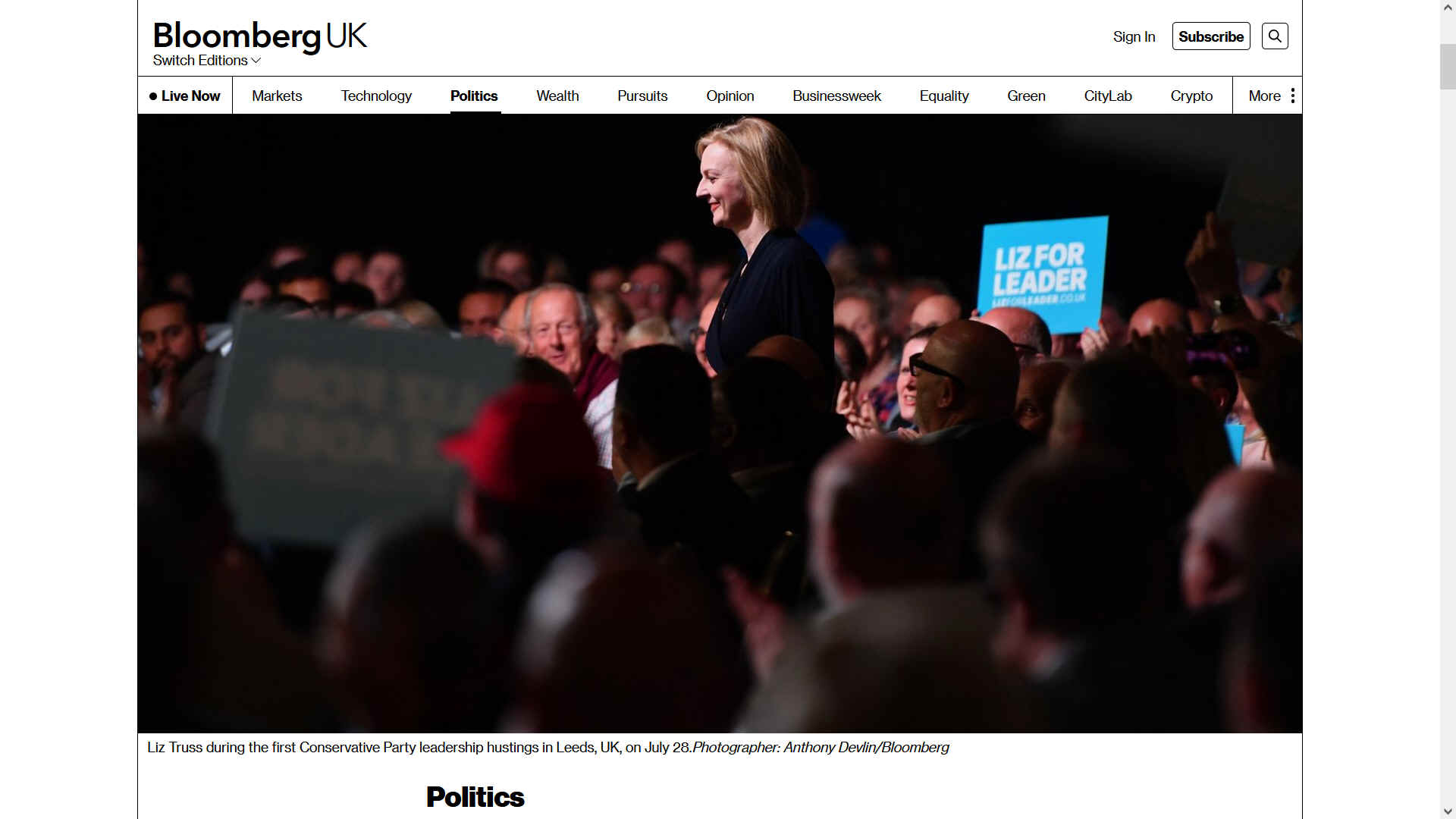 Liz Truss, a bantam posing as a heavyweight